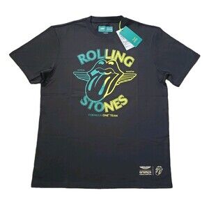 Aston Martin X The Rolling Stones F1 Sz Large Mens Black Double Side T-Shirt